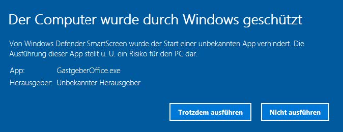 Windows Sicherheitswarnung - der Computer wurde duch Windows geschützt